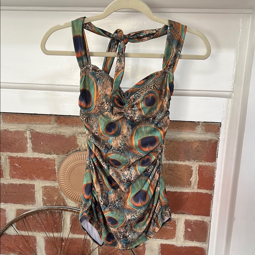 ModCloth One Piece Peacock Swimsuit